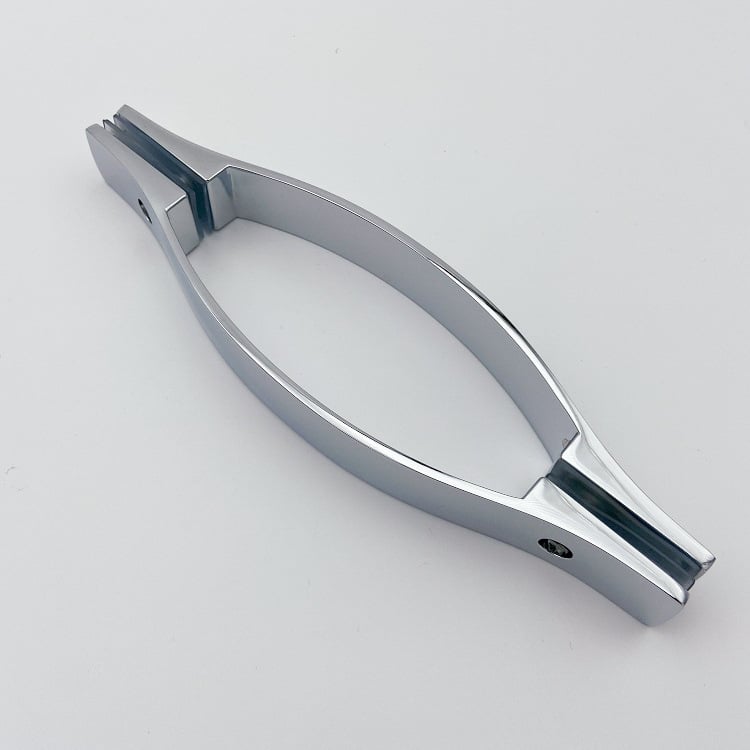 Maner pentru baie K206 din aliaj de zinc, finisare cromată, pentru cabina de duș, stil modern minimalist, formă arcuită, distanța dintre găurile de montaj reglabilă