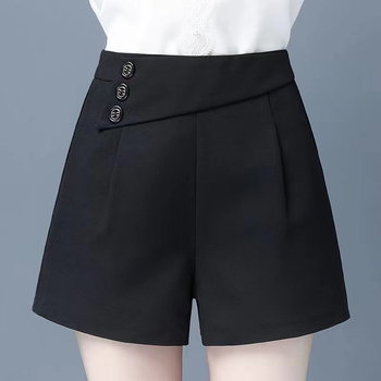 Pantaloni pentru femei de vară, talie înaltă, croială în A, largi, lungime 3/4, poliester, outfit casual de lucru