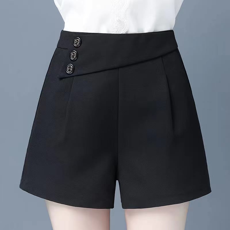 Pantaloni pentru femei de vară, talie înaltă, croială în A, largi, lungime 3/4, poliester, outfit casual de lucru
