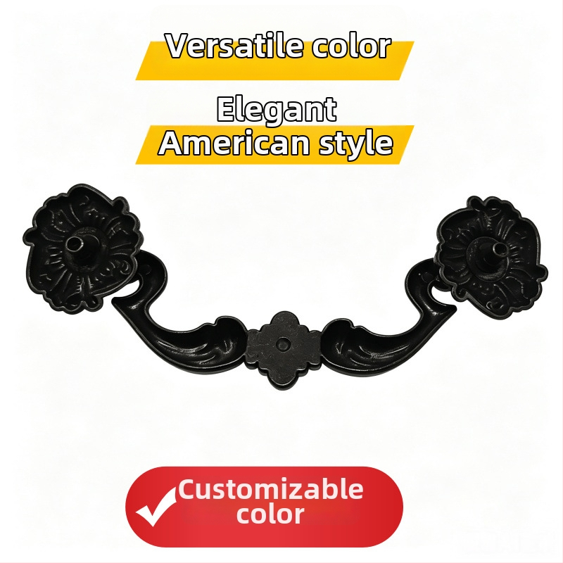 Mâner pentru sertar, cu orificii duble, stil european vintage, finisaj bronz antic, accesorii mobilier pentru dulap