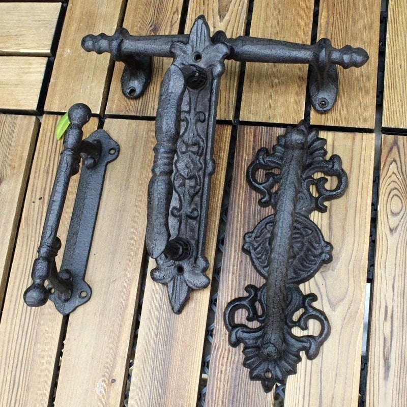 Mâner de ușă din fontă, stil european vintage, pentru grădină și curte, decor de perete (un obiect)