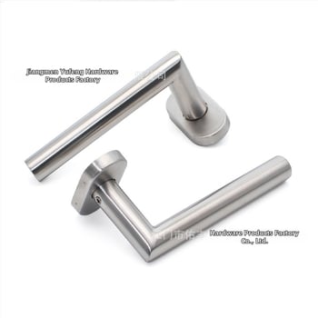 Mâner de ușă din oțel inoxidabil 304, capac oval, finisaj negru mat, design cu unghi drept, cadru de ușă din aluminiu îngust, mâner de ușă în două părți