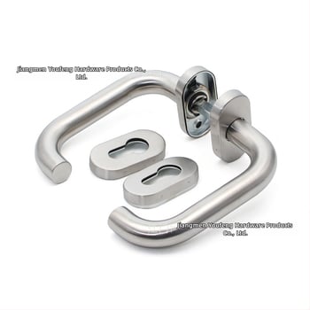 Mâner de ușă din oțel inoxidabil 304, capac oval, finisaj negru mat, design cu unghi drept, cadru de ușă din aluminiu îngust, mâner de ușă în două părți