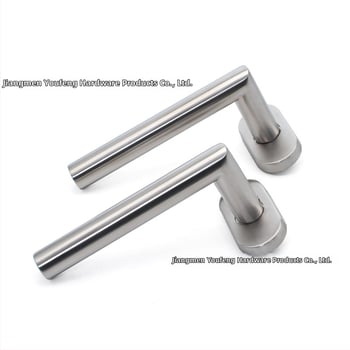 Mâner de ușă din oțel inoxidabil 304, capac oval, finisaj negru mat, design cu unghi drept, cadru de ușă din aluminiu îngust, mâner de ușă în două părți