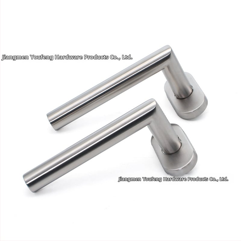 Mâner de ușă din oțel inoxidabil 304, capac oval, finisaj negru mat, design cu unghi drept, cadru de ușă din aluminiu îngust, mâner de ușă în două părți
