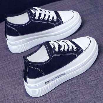 Pantofi damă din pânză, stil nou primăvara 2026, pantofi sport universali, talpă groasă, respiranți, creștere înălțime, antiderapant, talpă moale, șireturi
