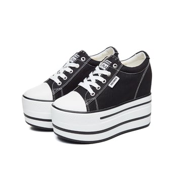 Pantofi platformă din pânză cu înălțime de 12 cm, casual și confortabili pentru femei