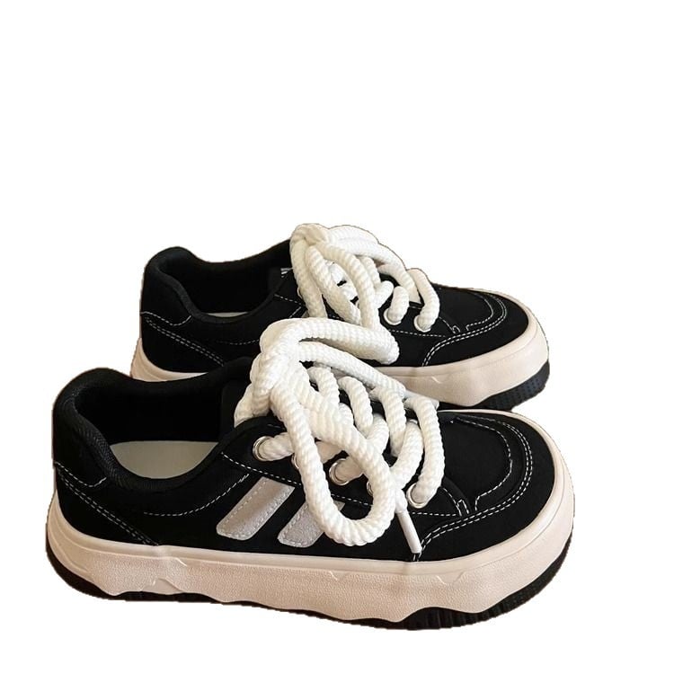 Pantofi sport dama din pânză cu talpă groasă, albi, Primăvara 2026, stil casual zilnic