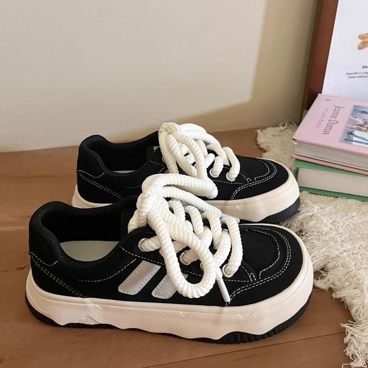 Pantofi sport dama din pânză cu talpă groasă, albi, Primăvara 2026, stil casual zilnic