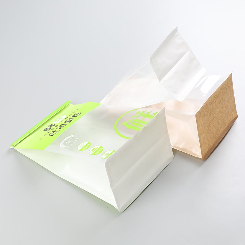 Pungă din hârtie kraft pentru pâine toast, cu bandă, pungă auto-susținere, pungă vid pe trei laturi, ambalaj snack cu opt laturi