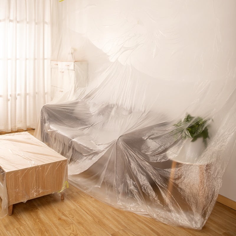 Husă de protecție împotriva prafului pentru mobilier – folie plastică de unică folosință pentru canapea