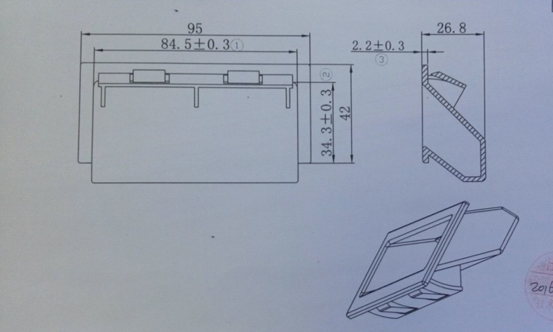 Mâner din plastic A-18, tip LS537, deschidere 85x35, mâner încastrat pentru dulapuri electrice industriale