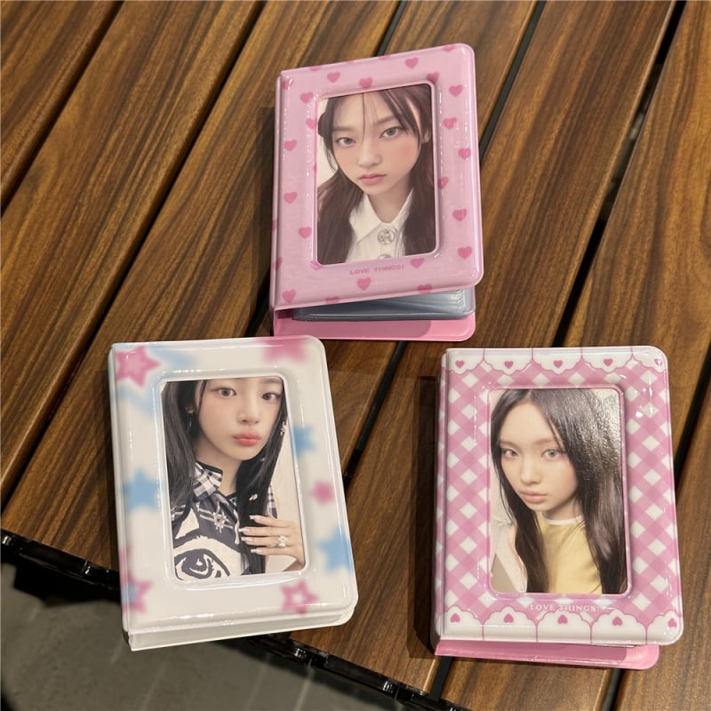 Album Polaroid de 3 inci cu spațiu pentru carduri, design inimă drăguț în grilă, suport pentru card în stil coreean.