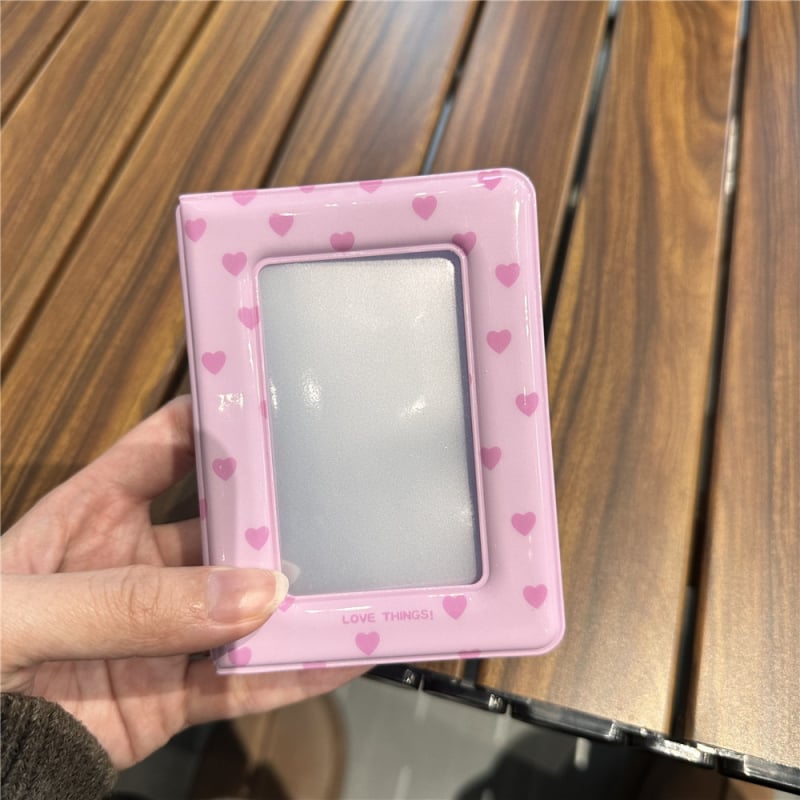 Album Polaroid de 3 inci cu spațiu pentru carduri, design inimă drăguț în grilă, suport pentru card în stil coreean.