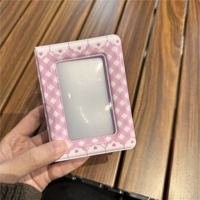 Album Polaroid de 3 inci cu spațiu pentru carduri, design inimă drăguț în grilă, suport pentru card în stil coreean.