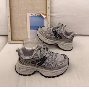 Pantofi de damă cu talpă groasă, stil dad sneakers, primăvara 2026, crește înălțimea pentru siluete mici, pantofi sport casual la modă