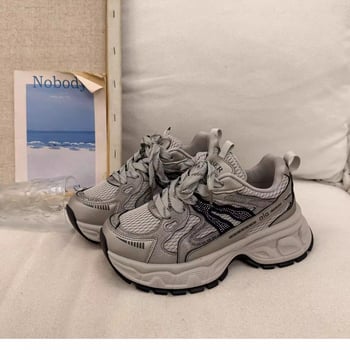 Pantofi de damă cu talpă groasă, stil dad sneakers, primăvara 2026, crește înălțimea pentru siluete mici, pantofi sport casual la modă