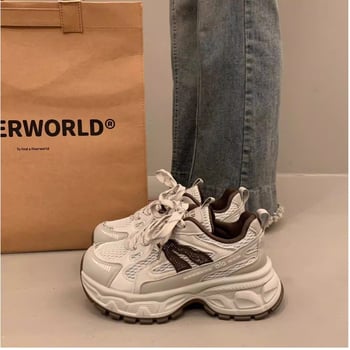 Pantofi de damă cu talpă groasă, stil dad sneakers, primăvara 2026, crește înălțimea pentru siluete mici, pantofi sport casual la modă