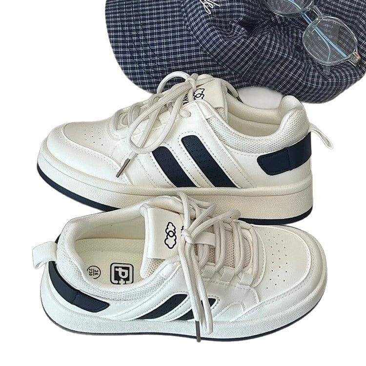 Adidași femei în stil Hong Kong, design de nișă, pantofi sport casual albi, primăvară–toamnă 2025
