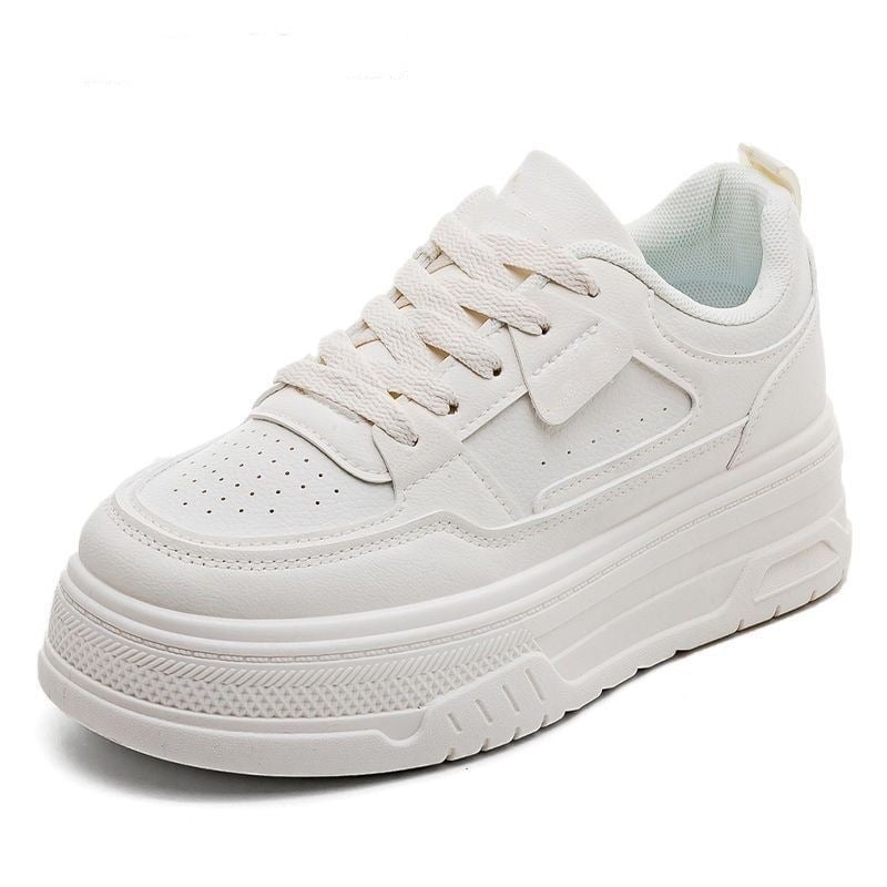 Adidași albi pentru femei, talpă groasă, crește înălțimea, sport casual respirabil, primăvara 2025