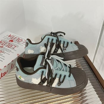 Pantofi sport pentru femei, cu vârf shell-toe și talpă groasă, stil ins, model nou 2026, primăvară și toamnă, pantofi sport albi casual