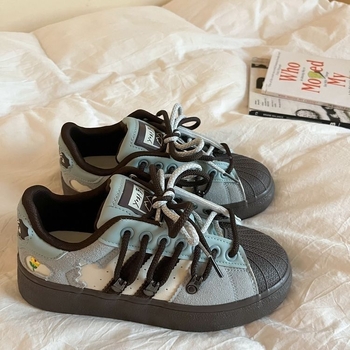 Pantofi sport pentru femei, cu vârf shell-toe și talpă groasă, stil ins, model nou 2026, primăvară și toamnă, pantofi sport albi casual