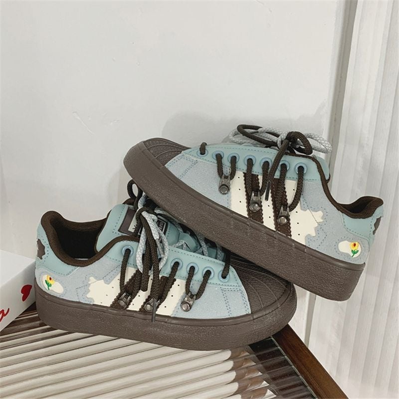 Pantofi sport pentru femei, cu vârf shell-toe și talpă groasă, stil ins, model nou 2026, primăvară și toamnă, pantofi sport albi casual