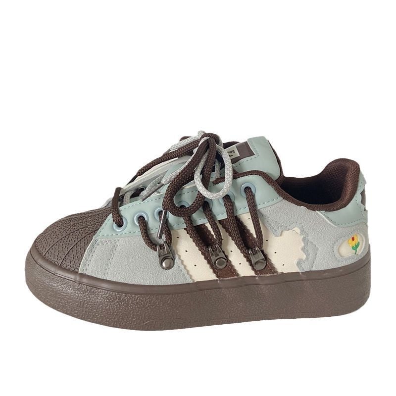 Pantofi sport pentru femei, cu vârf shell-toe și talpă groasă, stil ins, model nou 2026, primăvară și toamnă, pantofi sport albi casual