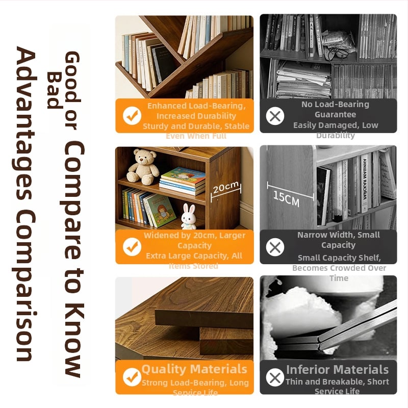 Bibliotecă în formă de copac pentru sufragerie, stand-alone, cu mai multe etaje, dulap de colț pentru apartamente mici, raft pentru cărți ilustrate