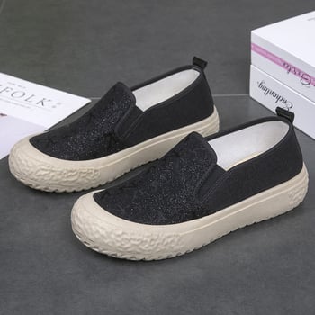 Pantofi damă din canvas, loaferi slip-on, talpă moale antiderapantă