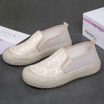 Pantofi damă din canvas, loaferi slip-on, talpă moale antiderapantă