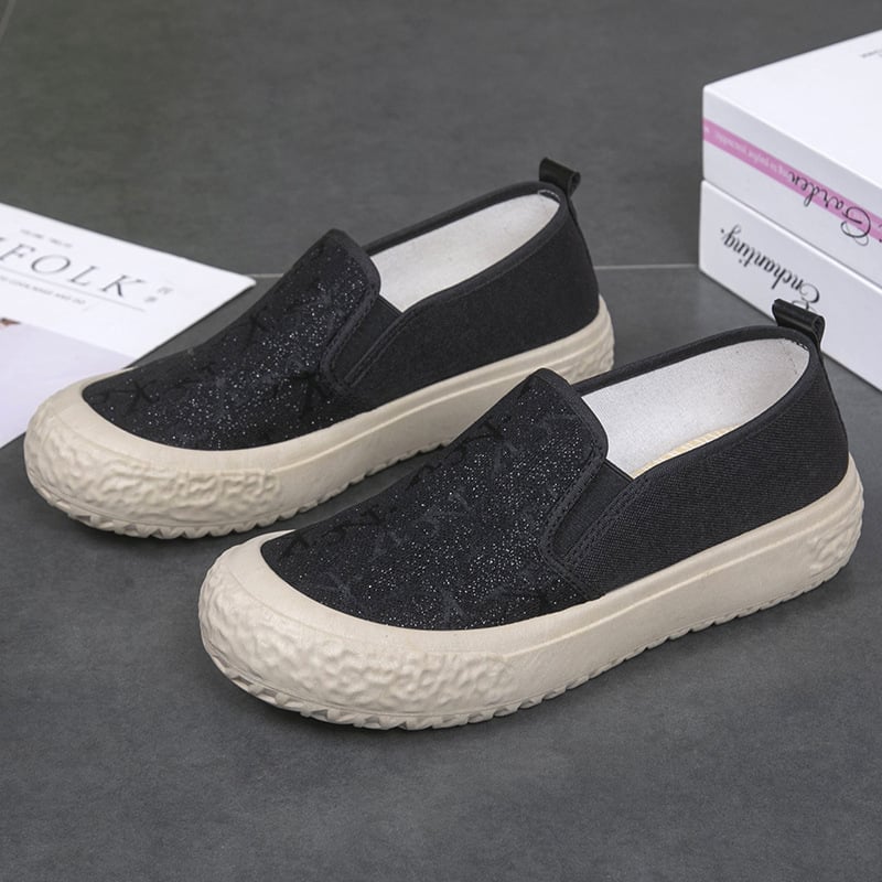 Pantofi damă din canvas, loaferi slip-on, talpă moale antiderapantă