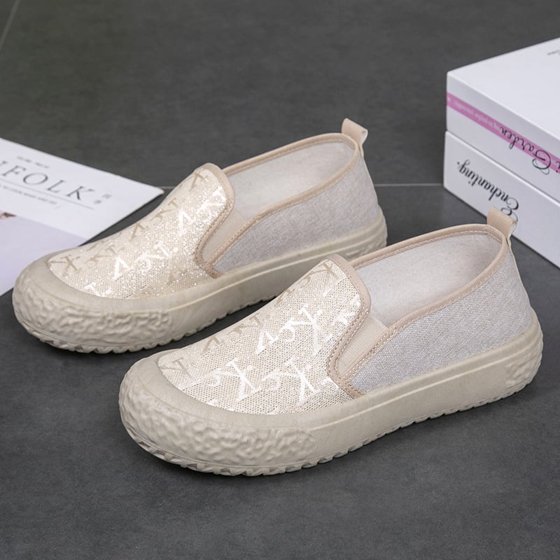 Pantofi damă din canvas, loaferi slip-on, talpă moale antiderapantă