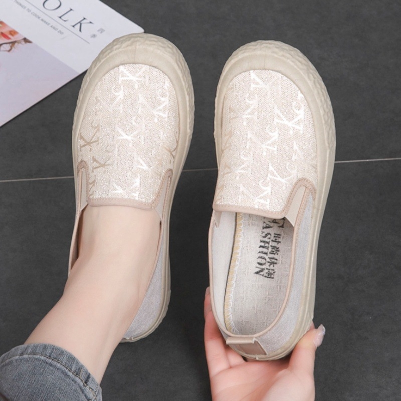 Pantofi damă din canvas, loaferi slip-on, talpă moale antiderapantă