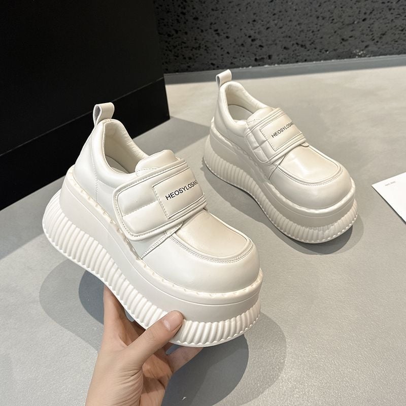Pantofi sport femei cu talpă groasă, plasă respirabilă, stil dad shoes, Velcro închidere, creștere înălțime 3-5 cm