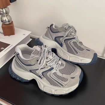 Pantofi sport femei dad sneakers, primăvara 2026, din plasă respirabil, talpă groasă pentru creștere înălțime, pantofi sport casual