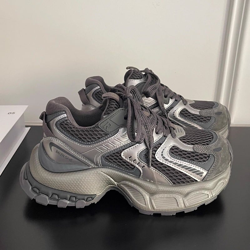 Pantofi sport femei dad sneakers, primăvara 2026, din plasă respirabil, talpă groasă pentru creștere înălțime, pantofi sport casual