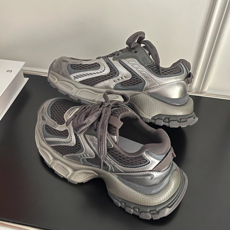 Pantofi sport femei dad sneakers, primăvara 2026, din plasă respirabil, talpă groasă pentru creștere înălțime, pantofi sport casual