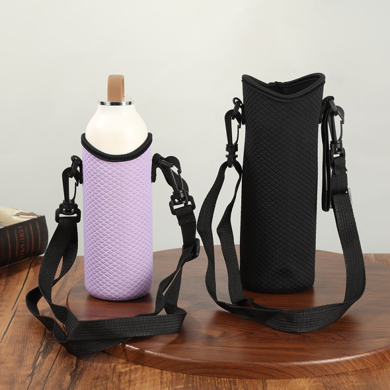 Hőszigetelt pohár tok crossbody-híjjal, vízpalackhoz, nagy kapacitás, univerzális testreszabás