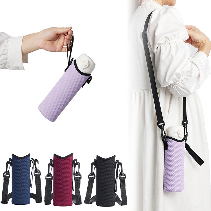Hőszigetelt pohár tok crossbody-híjjal, vízpalackhoz, nagy kapacitás, univerzális testreszabás