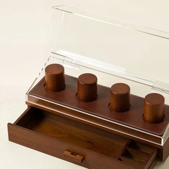 Dulap de depozitare pentru bijuterii din lemn masiv și acrilic, design anti-praf, suport de prezentare pentru ceasuri premium