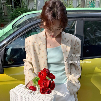 Blazer floral pentru femei, croială lejeră, stil coreean, elegant, primăvara-toamnă 2024