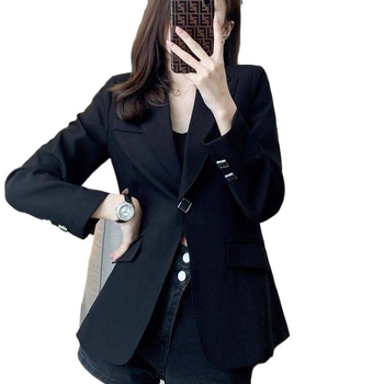 Blazer negru pentru femei, stil primăvară-toamnă, elegant și sofisticat, versatil, sacou croitor