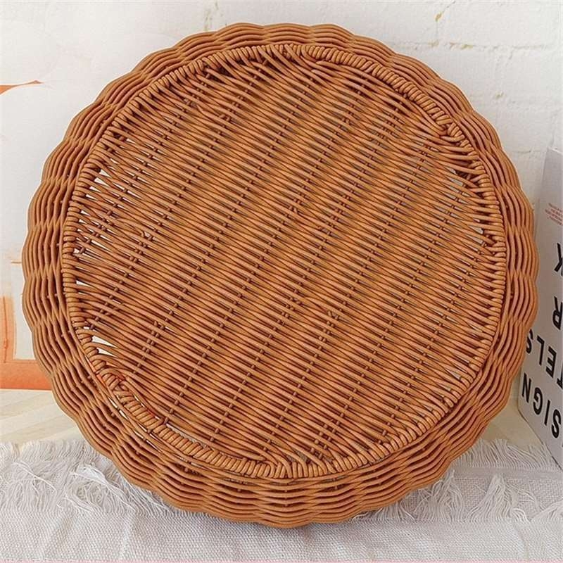 W107 Coș rotund maro din răchită, împletit manual, pentru depozitare, 30×7 cm