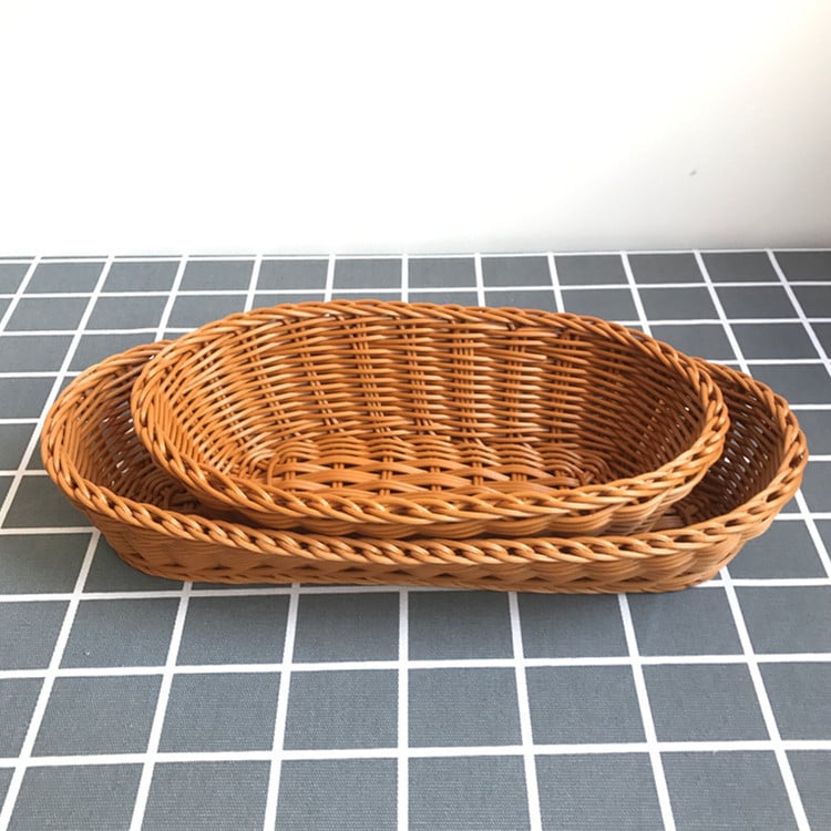 Coș din plastic, în stil rătan, pentru pâine, fructe și legume, depozitare și expunere în bucătărie