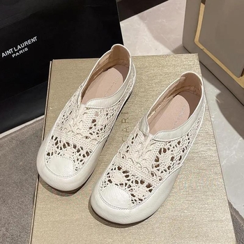 Női nyári lélegző vászon slip-on cipő hálós felsőrésszel, etnikus stílus, puha, sík talp