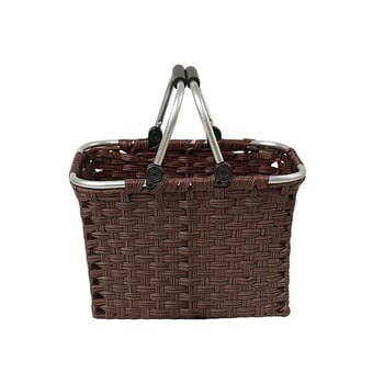 Coș pătrat de depozitare din ratan pentru uz casnic și exterior, potrivit pentru cumpărături și picnic; culoare maro închis sau maro deschis; dimensiuni mare/mediu/mic