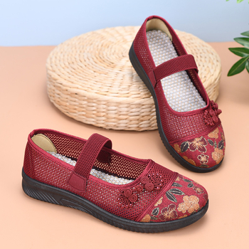 Női légáteresztő hálós slip-on szandálok, kényelmes csúszásmentes nyári cipők