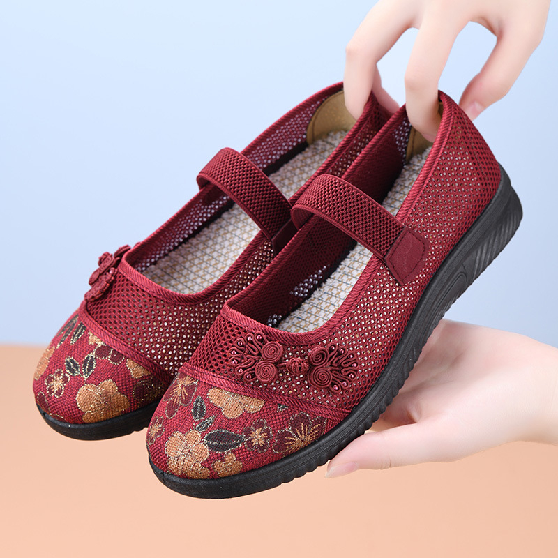 Női légáteresztő hálós slip-on szandálok, kényelmes csúszásmentes nyári cipők