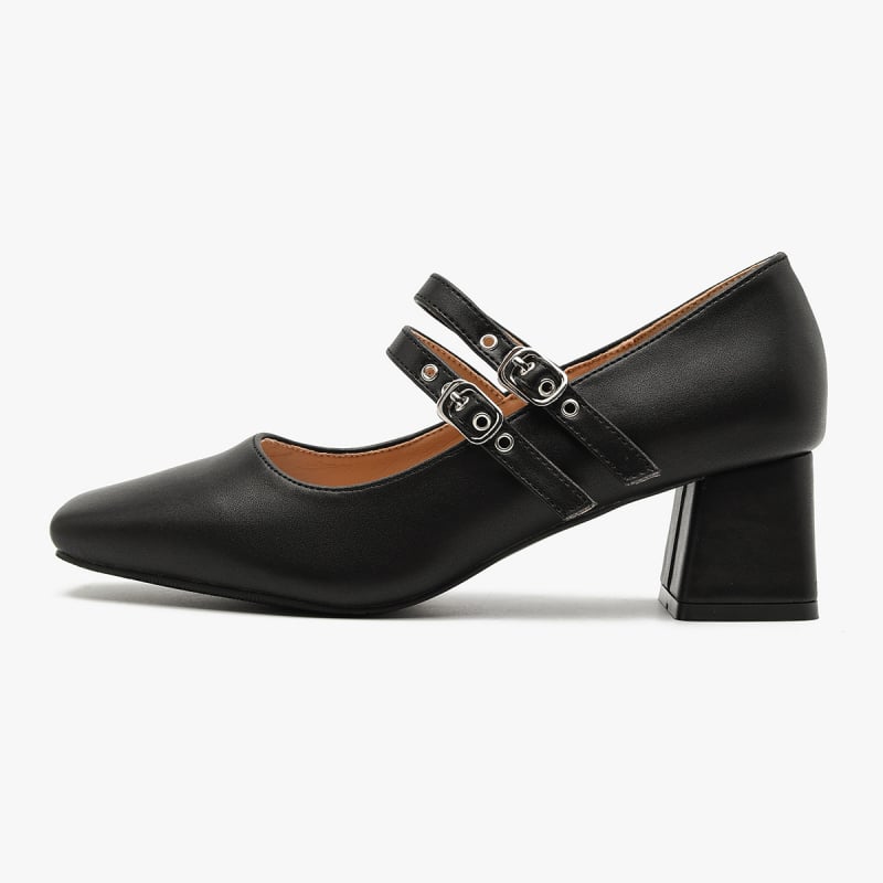 Pantofi Mary Jane cu toc gros, vârf pătrat, talpă PU, anti-derapare, pentru femei